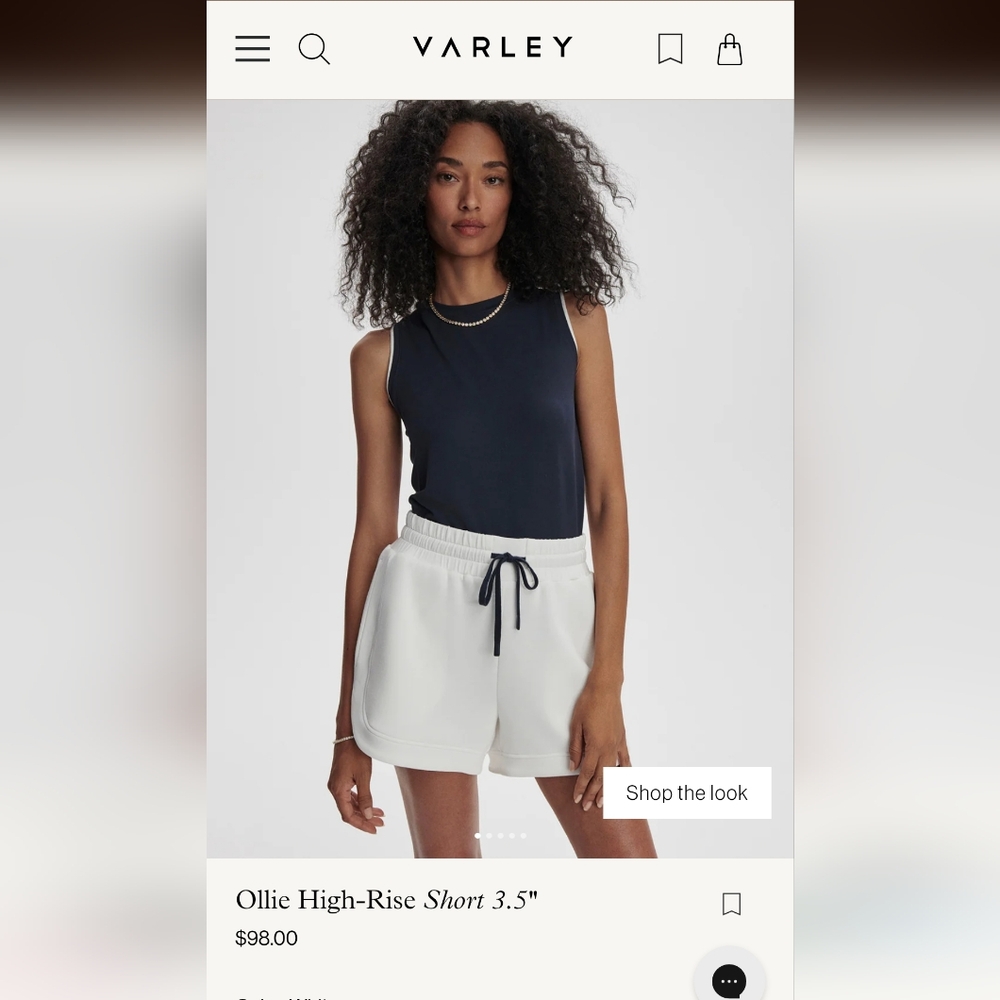 Varley Ollie High Rise Short 3.5" White Medium - Picture 2 of 5